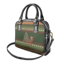 Book Lovers Christmas Shoulder Handbag Gingerbread With Xmas Book Tree - Wonder Print Shop