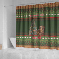 Book Lovers Christmas Shower Curtain Gingerbread With Xmas Book Tree - Wonder Print Shop
