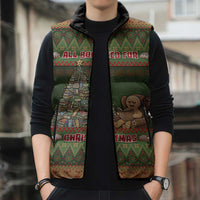 Book Lovers Christmas Sleeveless Puffer Jacket Gingerbread With Xmas Book Tree - Wonder Print Shop