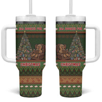 Book Lovers Christmas Tumbler With Handle Gingerbread With Xmas Book Tree - Wonder Print Shop