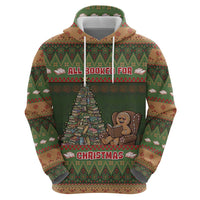 Book Lovers Christmas Zip Hoodie Gingerbread With Xmas Book Tree - Wonder Print Shop