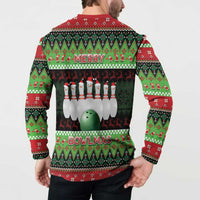Bowling Christmas Button Sweatshirt Merry Bowlmas - Wonder Print Shop