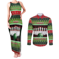 Bowling Christmas Couples Matching Tank Maxi Dress and Long Sleeve Button Shirt Merry Bowlmas - Wonder Print Shop