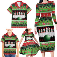 Bowling Christmas Family Matching Long Sleeve Bodycon Dress and Hawaiian Shirt Merry Bowlmas - Wonder Print Shop