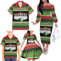 Bowling Christmas Family Matching Off The Shoulder Long Sleeve Dress and Hawaiian Shirt Merry Bowlmas - Wonder Print Shop