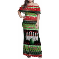 Bowling Christmas Family Matching Off Shoulder Maxi Dress and Hawaiian Shirt Merry Bowlmas - Wonder Print Shop