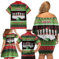 Bowling Christmas Family Matching Off Shoulder Short Dress and Hawaiian Shirt Merry Bowlmas - Wonder Print Shop