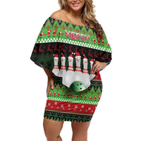 Bowling Christmas Family Matching Off Shoulder Short Dress and Hawaiian Shirt Merry Bowlmas - Wonder Print Shop
