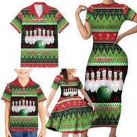 Bowling Christmas Family Matching Short Sleeve Bodycon Dress and Hawaiian Shirt Merry Bowlmas - Wonder Print Shop