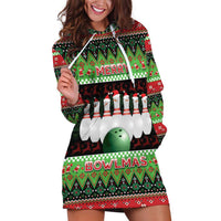 Bowling Christmas Hoodie Dress Merry Bowlmas - Wonder Print Shop