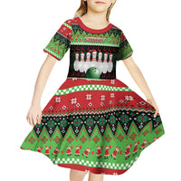 Bowling Christmas Kid Short Sleeve Dress Merry Bowlmas - Wonder Print Shop