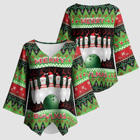 Bowling Christmas Kimono Sleeve Blouse Merry Bowlmas - Wonder Print Shop