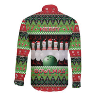 Bowling Christmas Long Sleeve Button Shirt Merry Bowlmas - Wonder Print Shop