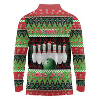 Bowling Christmas Long Sleeve Polo Shirt Merry Bowlmas - Wonder Print Shop