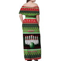 Bowling Christmas Off Shoulder Maxi Dress Merry Bowlmas - Wonder Print Shop