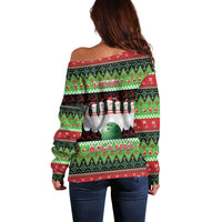 Bowling Christmas Off Shoulder Sweater Merry Bowlmas - Wonder Print Shop