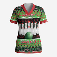 Bowling Christmas Scrub Top Merry Bowlmas - Wonder Print Shop