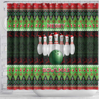 Bowling Christmas Shower Curtain Merry Bowlmas - Wonder Print Shop