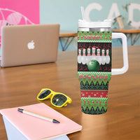 Bowling Christmas Tumbler With Handle Merry Bowlmas - Wonder Print Shop