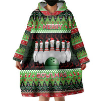 Bowling Christmas Wearable Blanket Hoodie Merry Bowlmas - Wonder Print Shop