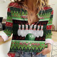 Bowling Christmas Women Casual Shirt Merry Bowlmas - Wonder Print Shop