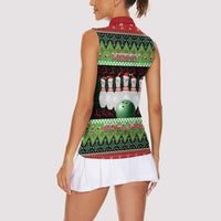 Bowling Christmas Women Sleeveless Polo Shirt Merry Bowlmas - Wonder Print Shop