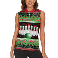 Bowling Christmas Women Sleeveless Polo Shirt Merry Bowlmas - Wonder Print Shop