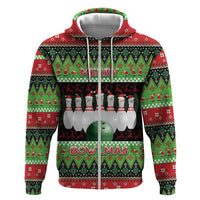 Bowling Christmas Zip Hoodie Merry Bowlmas - Wonder Print Shop