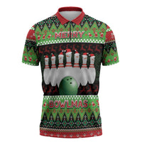Bowling Christmas Zipper Polo Shirt Merry Bowlmas - Wonder Print Shop