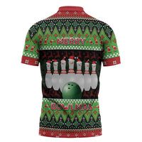 Bowling Christmas Zipper Polo Shirt Merry Bowlmas - Wonder Print Shop