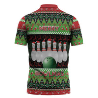 Bowling Christmas Zipper Polo Shirt Merry Bowlmas - Wonder Print Shop