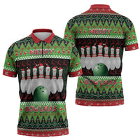 Bowling Christmas Zipper Polo Shirt Merry Bowlmas - Wonder Print Shop