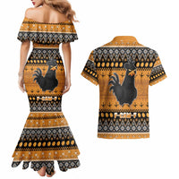 Chicken Christmas Couples Matching Mermaid Dress and Hawaiian Shirt F Caw F - Wonder Print Shop