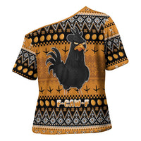 Chicken Christmas Cross Shoulder Shirt F Caw F - Wonder Print Shop
