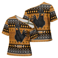 Chicken Christmas Cross Shoulder Shirt F Caw F - Wonder Print Shop