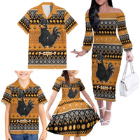 Chicken Christmas Family Matching Off The Shoulder Long Sleeve Dress and Hawaiian Shirt F Caw F - Wonder Print Shop