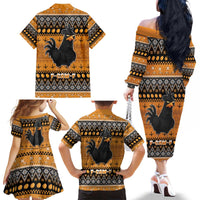 Chicken Christmas Family Matching Off The Shoulder Long Sleeve Dress and Hawaiian Shirt F Caw F - Wonder Print Shop