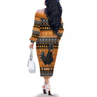 Chicken Christmas Family Matching Off The Shoulder Long Sleeve Dress and Hawaiian Shirt F Caw F - Wonder Print Shop