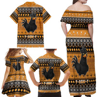Chicken Christmas Family Matching Off Shoulder Maxi Dress and Hawaiian Shirt F Caw F - Wonder Print Shop