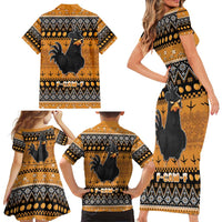 Chicken Christmas Family Matching Short Sleeve Bodycon Dress and Hawaiian Shirt F Caw F - Wonder Print Shop