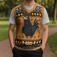 Chicken Christmas Knitted V-Neck Vest F Caw F - Wonder Print Shop