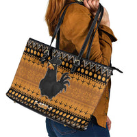 Chicken Christmas Leather Tote Bag F Caw F - Wonder Print Shop