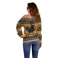 Chicken Christmas Off Shoulder Sweater F Caw F - Wonder Print Shop