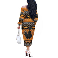 Chicken Christmas Off The Shoulder Long Sleeve Dress F Caw F - Wonder Print Shop