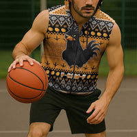 Chicken Christmas Sleeveless Zip Hoodie F Caw F - Wonder Print Shop