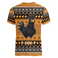 Chicken Christmas Women V-Neck T-Shirt F Caw F - Wonder Print Shop