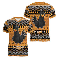 Chicken Christmas Women V-Neck T-Shirt F Caw F - Wonder Print Shop