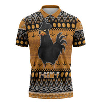 Chicken Christmas Zipper Polo Shirt F Caw F - Wonder Print Shop