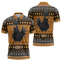 Chicken Christmas Zipper Polo Shirt F Caw F - Wonder Print Shop