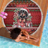 Dachshund Christmas Beach Blanket Merry Dachmas - Wonder Print Shop